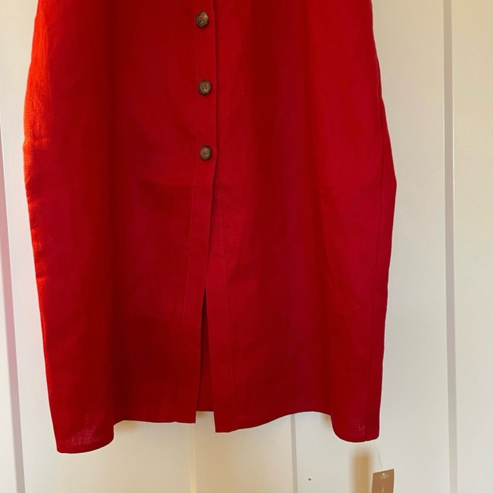 Reformation Anina Linen Dress in Cherry Red - Picture 4 of 6